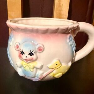 Vintage My-Neil Ceramic Baby  – Teddy Bear & Yellow Duck Nursery Decor – 1980s